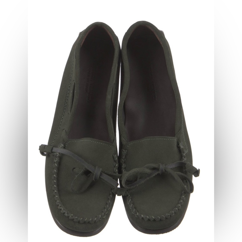 Bottega Veneta dark green Suede Moccasins 37.5